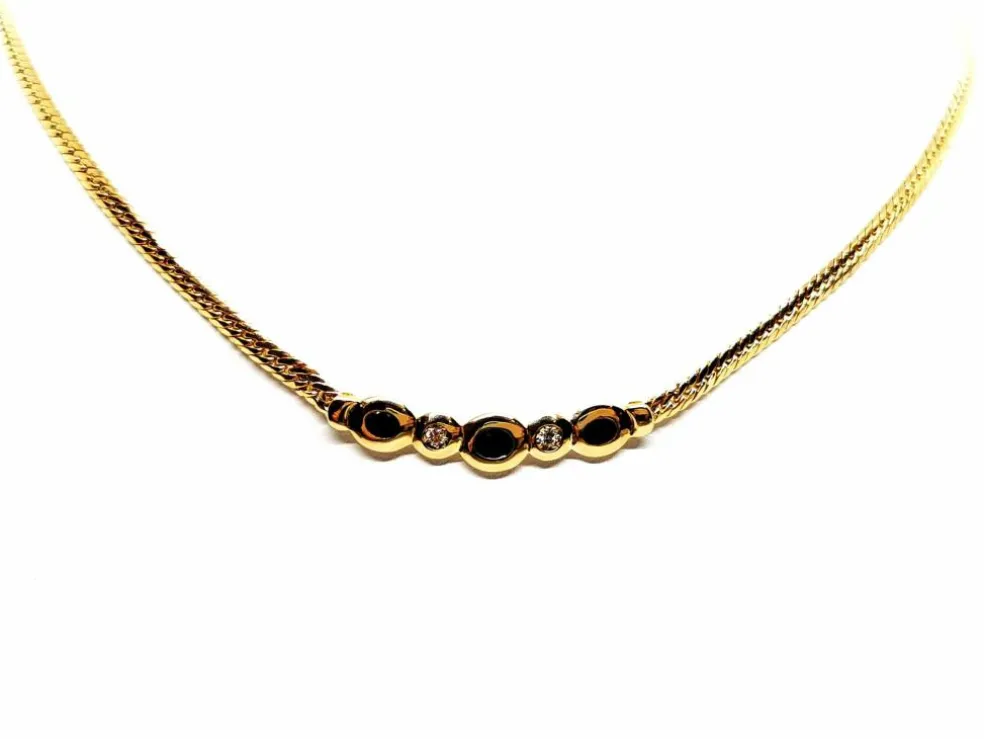 Collier Maille anglaise Or jaune Saphir