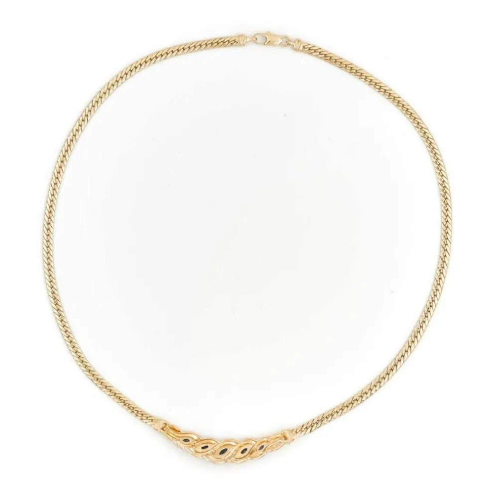 Collier Maille anglaise Or jaune Saphir