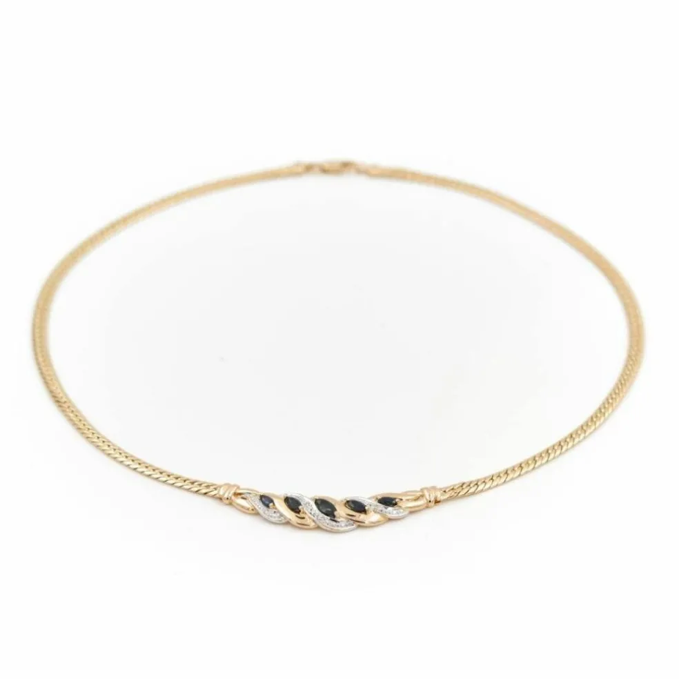 Collier Maille anglaise Or jaune Saphir