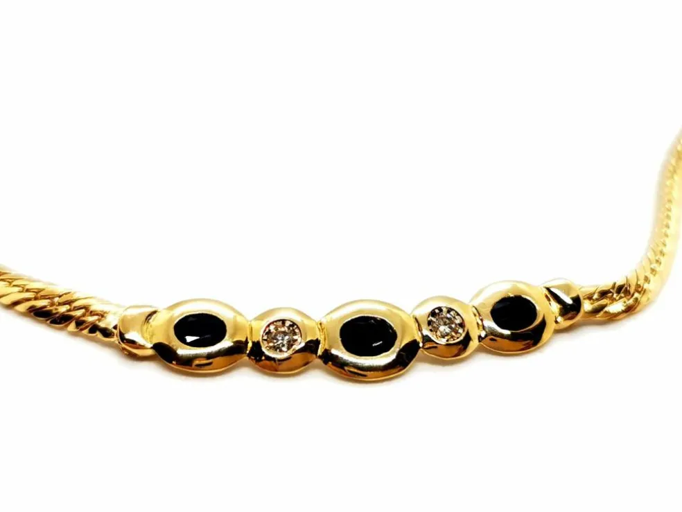 Collier Maille anglaise Or jaune Saphir