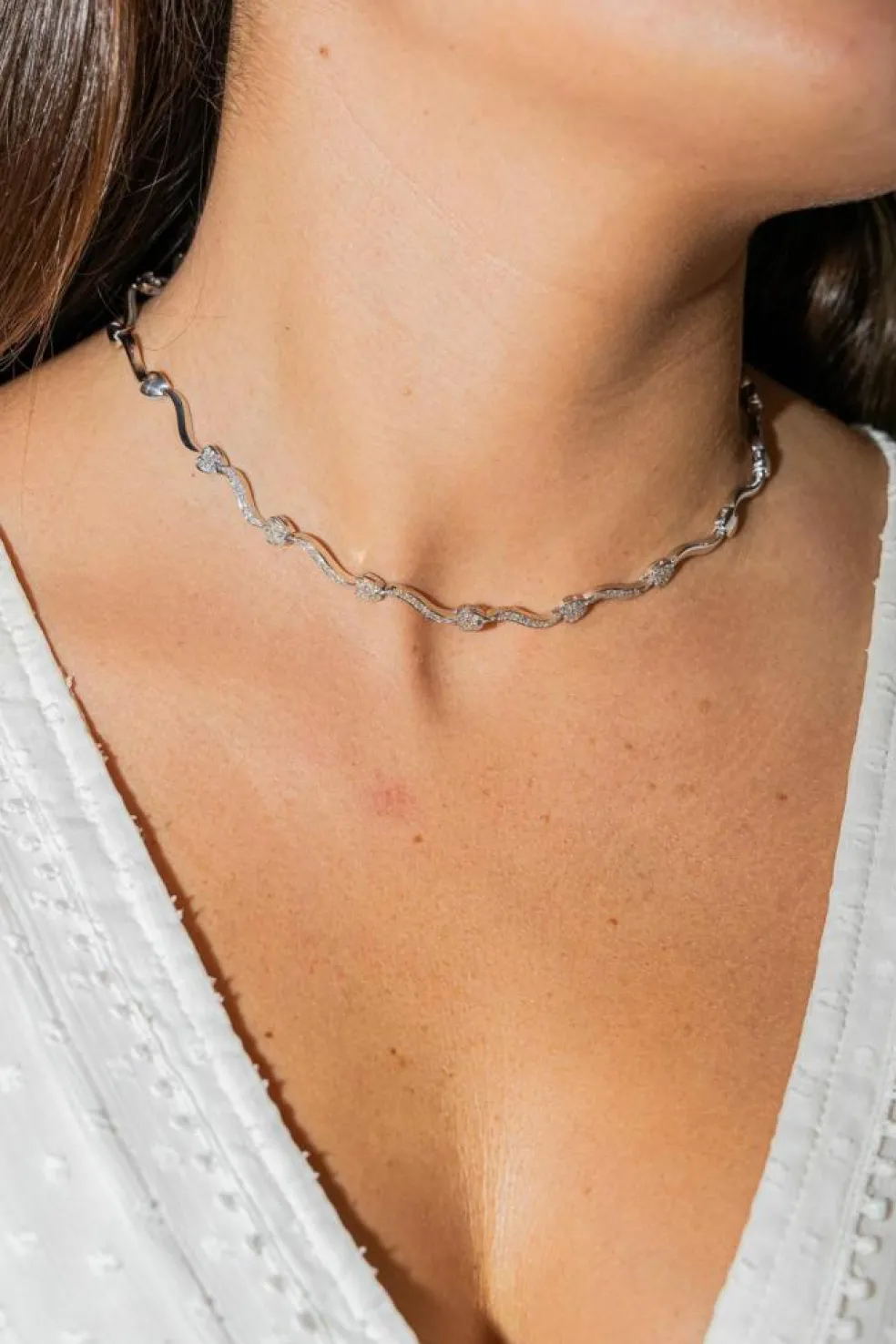 Collier Maille fantaisie Or blanc Diamant