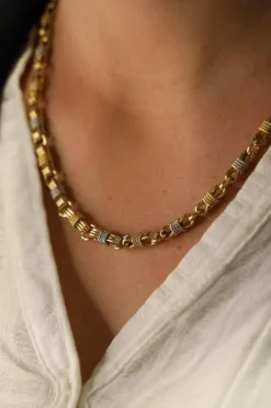 Collier Maille fantaisie Or jaune, Or blanc