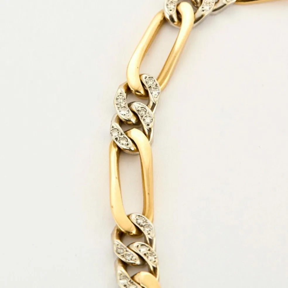 Collier maille figaro en or jaune et gris, et diamants