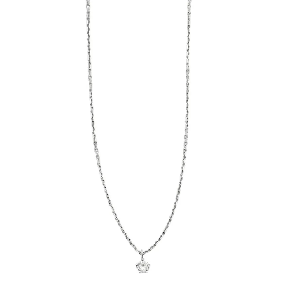Collier maille forçat or gris et diamant