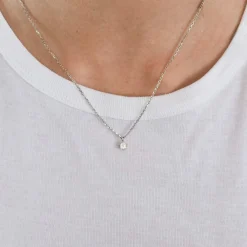 Collier maille forçat or gris et diamant