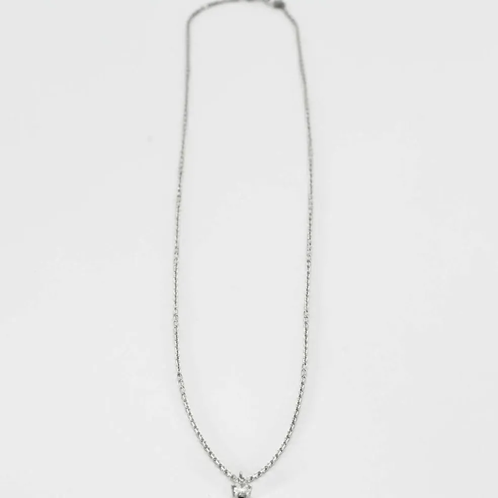 Collier maille forçat or gris et diamant