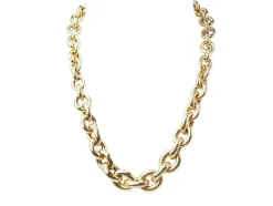 Collier maille forçat ronde en chute en or jaune