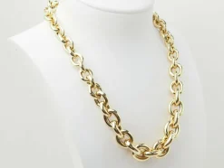 Collier maille forçat ronde en chute en or jaune