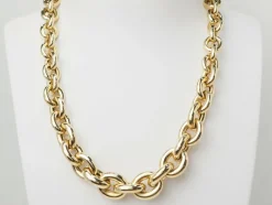 Collier maille forçat ronde en chute en or jaune