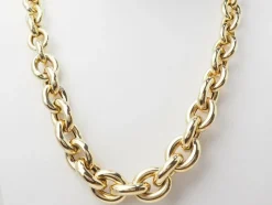 Collier maille forçat ronde en chute en or jaune