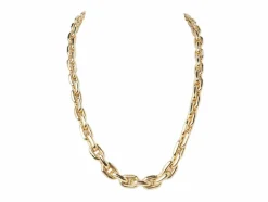 Collier maille forcat limée en chute en or jaune et diamant