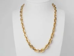 Collier maille forcat limée en chute en or jaune et diamant