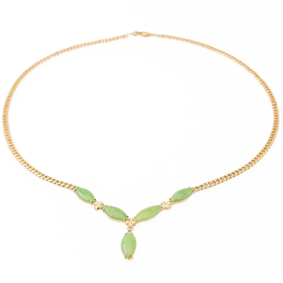 Collier Maille gourmette Or jaune Jade Jadéite