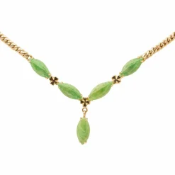 Collier Maille gourmette Or jaune Jade Jadéite