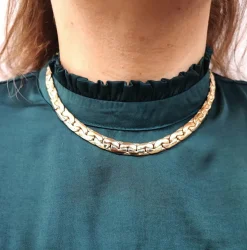 COLLIER MAILLE HARICOT OR JAUNE