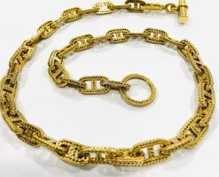 Collier maille marine guillochée, Or jaune