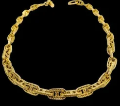 Collier maille marine guillochée, Or jaune
