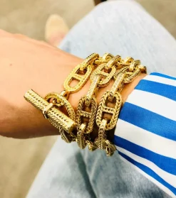 Collier maille marine guillochée, Or jaune