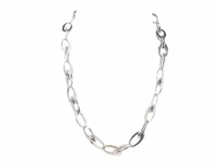 Collier maille ovale en or blanc