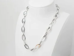 Collier maille ovale en or blanc