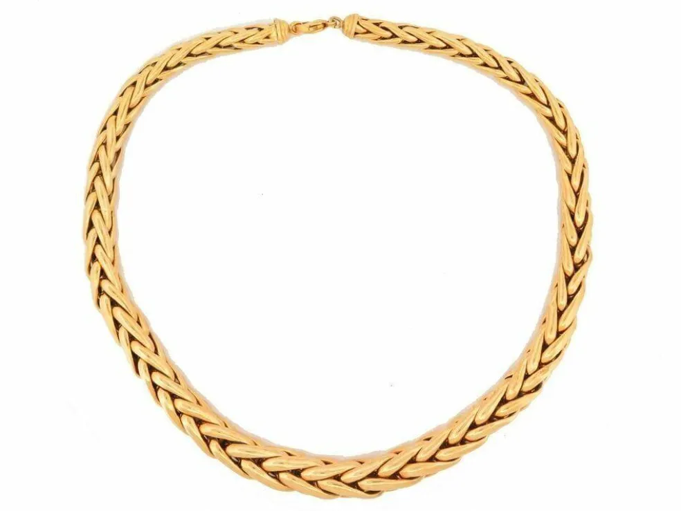 collier maille palmier 45cm en or jaune