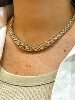 Collier maille palmier en chute or jaune