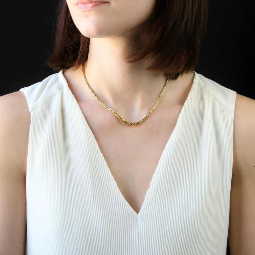 Collier maille palmier en chute or jaune