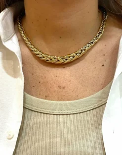 Collier maille palmier en chute or jaune