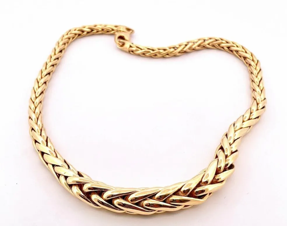Collier maille palmier en chute or jaune
