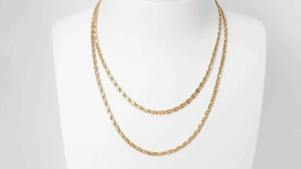 Collier maille plate en or jaune