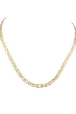COLLIER MAILLE PLATE TRESSÉE 3 ORS