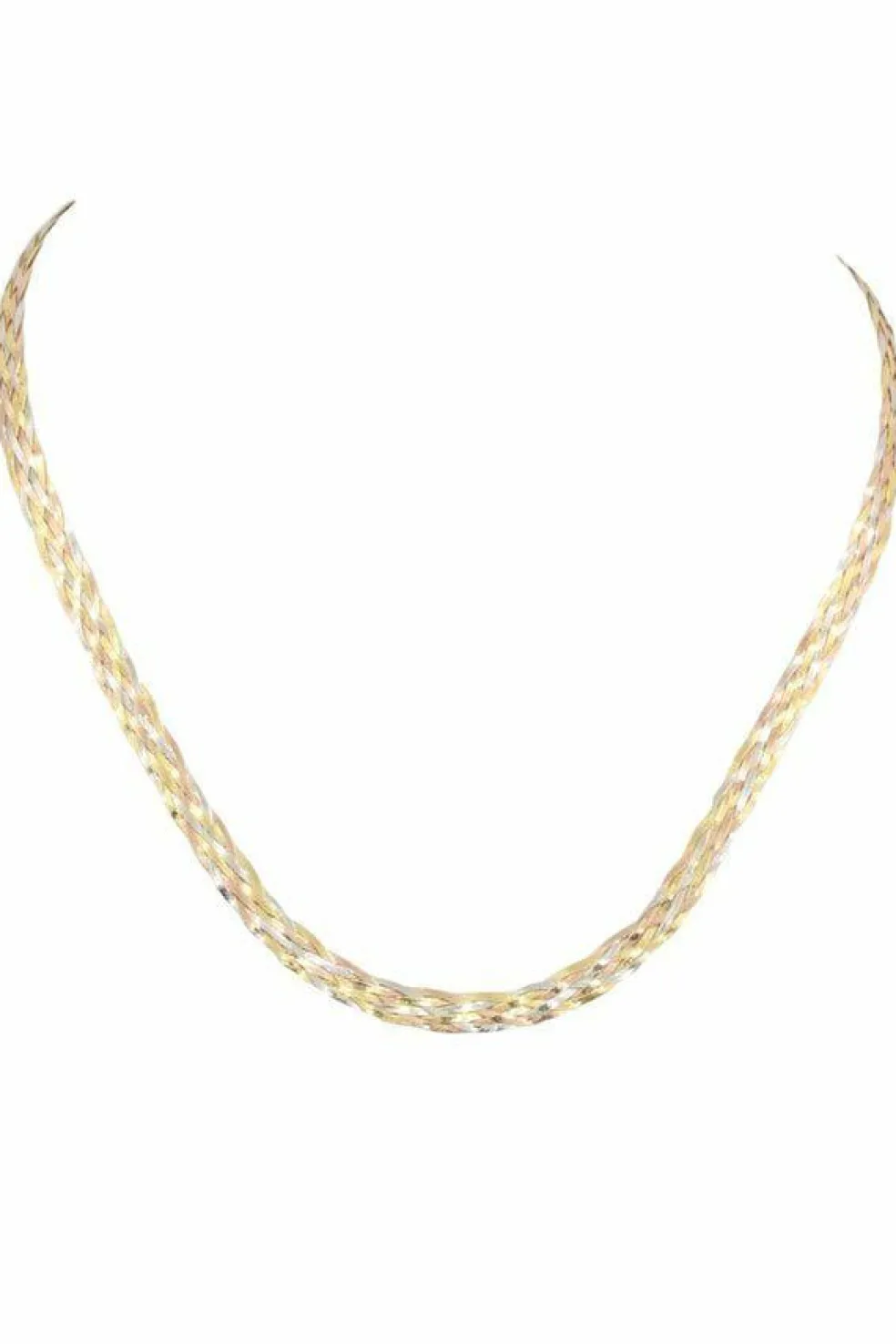 COLLIER MAILLE PLATE TRESSÉE 3 ORS