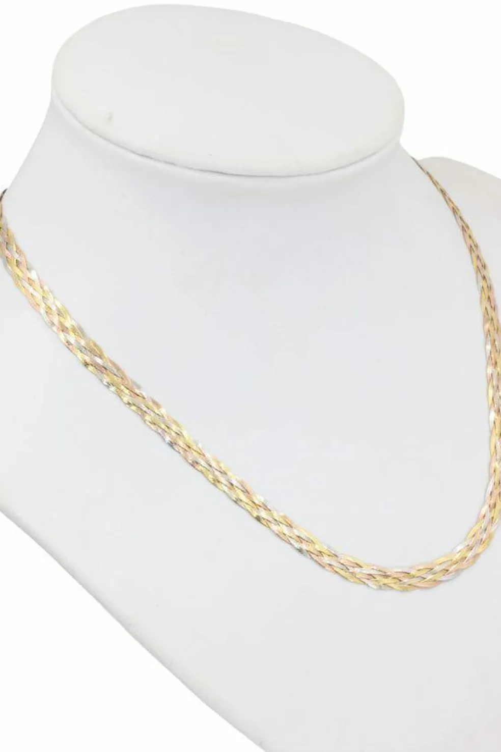 COLLIER MAILLE PLATE TRESSÉE 3 ORS