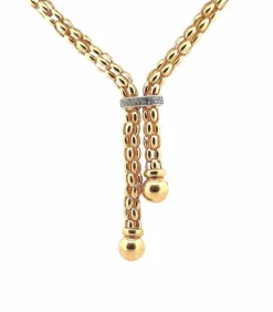 Collier maille Popcorn à pompons en or 18 carats