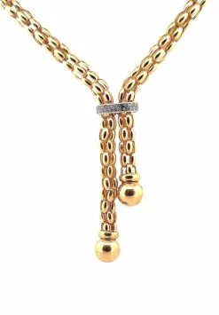 Collier maille Popcorn à pompons en or 18 carats