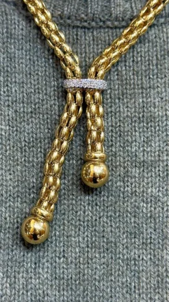Collier maille Popcorn à pompons en or 18 carats