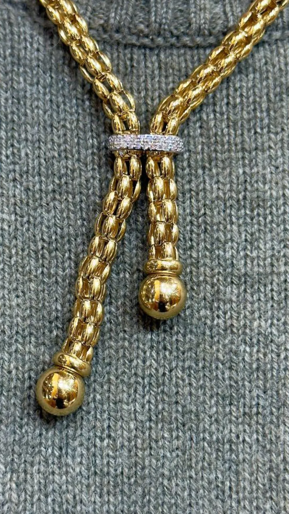 Collier maille Popcorn à pompons en or 18 carats