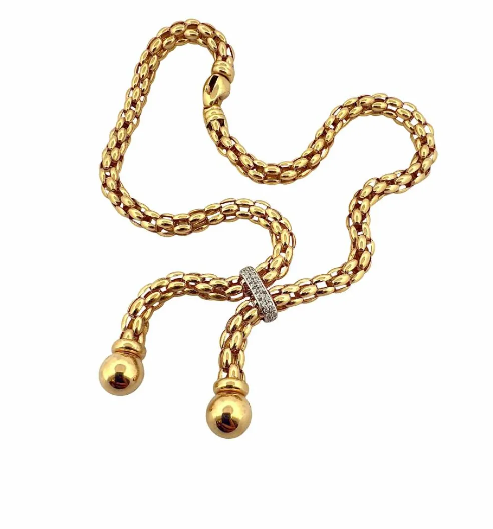 Collier maille Popcorn à pompons en or 18 carats