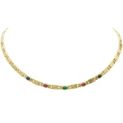Collier Maille souple Or jaune Emeraude