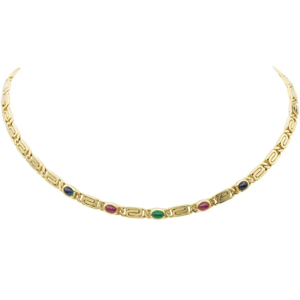 Collier Maille souple Or jaune Emeraude