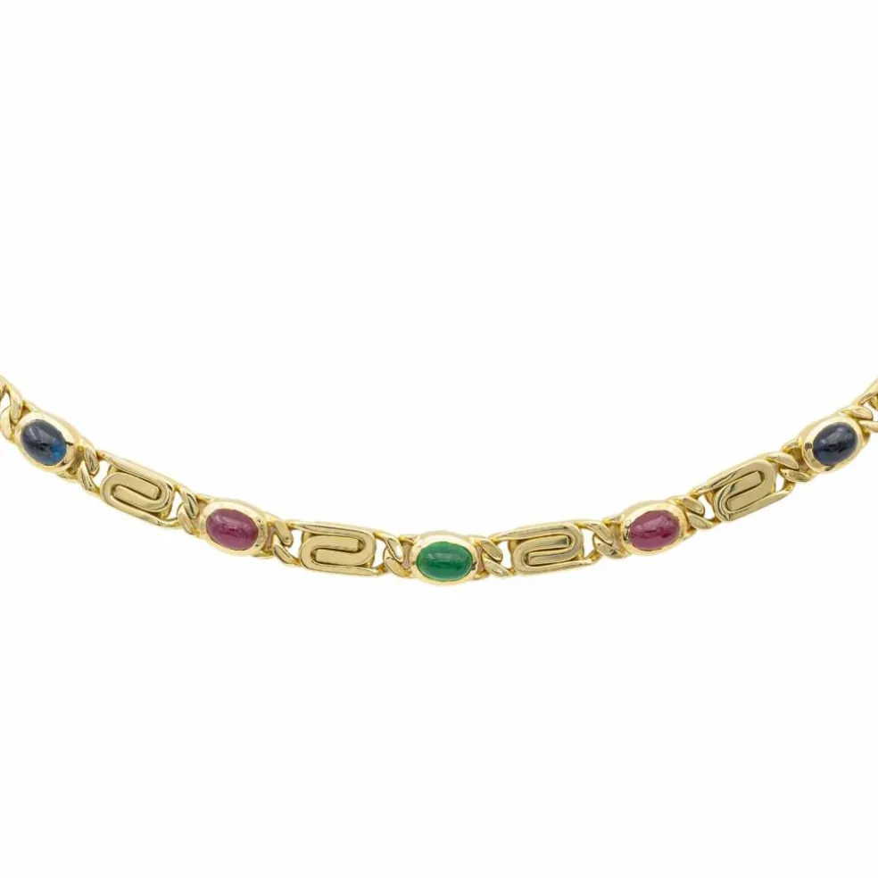 Collier Maille souple Or jaune Emeraude