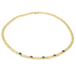 Collier Maille souple Or jaune Emeraude