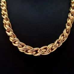 Collier maille torsadé chute or jaune