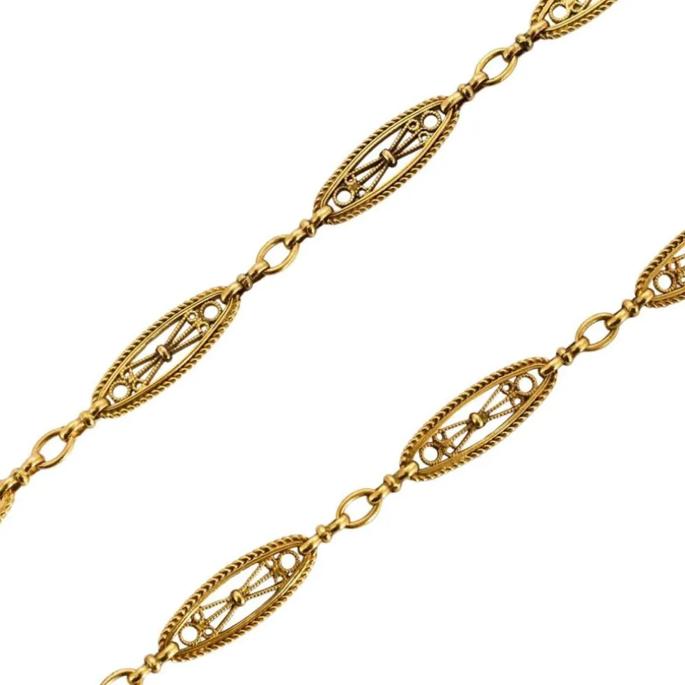 Collier maillons filigranés or jaune