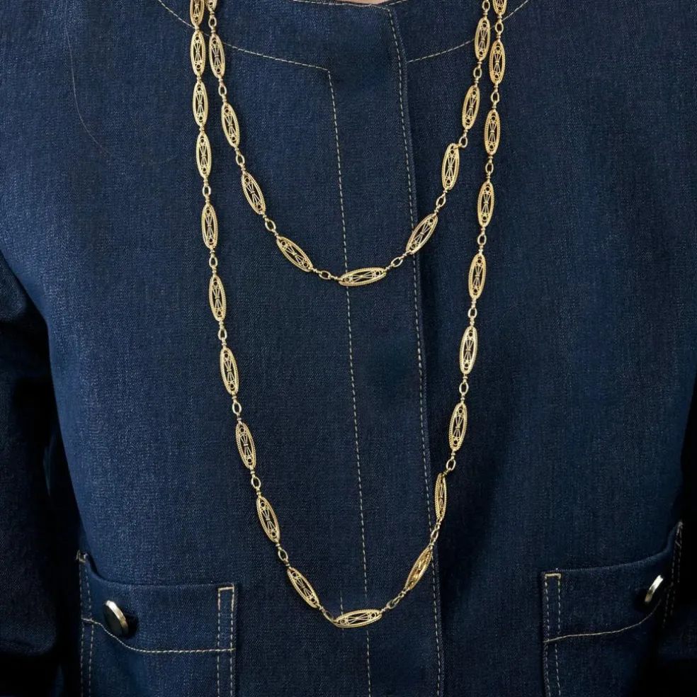 Collier maillons filigranés or jaune