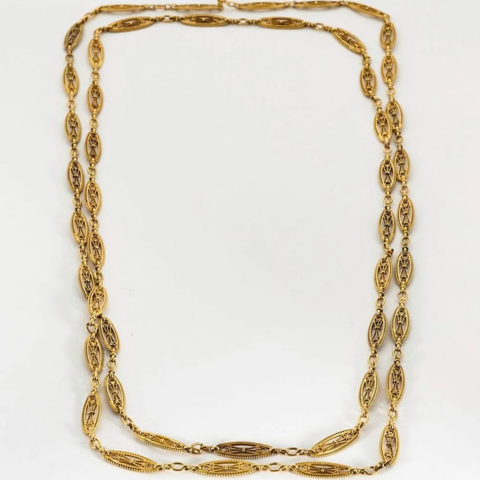 Collier maillons filigranés or jaune