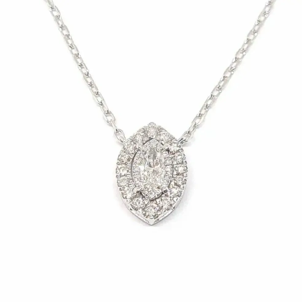 Collier marquise diamants or blanc
