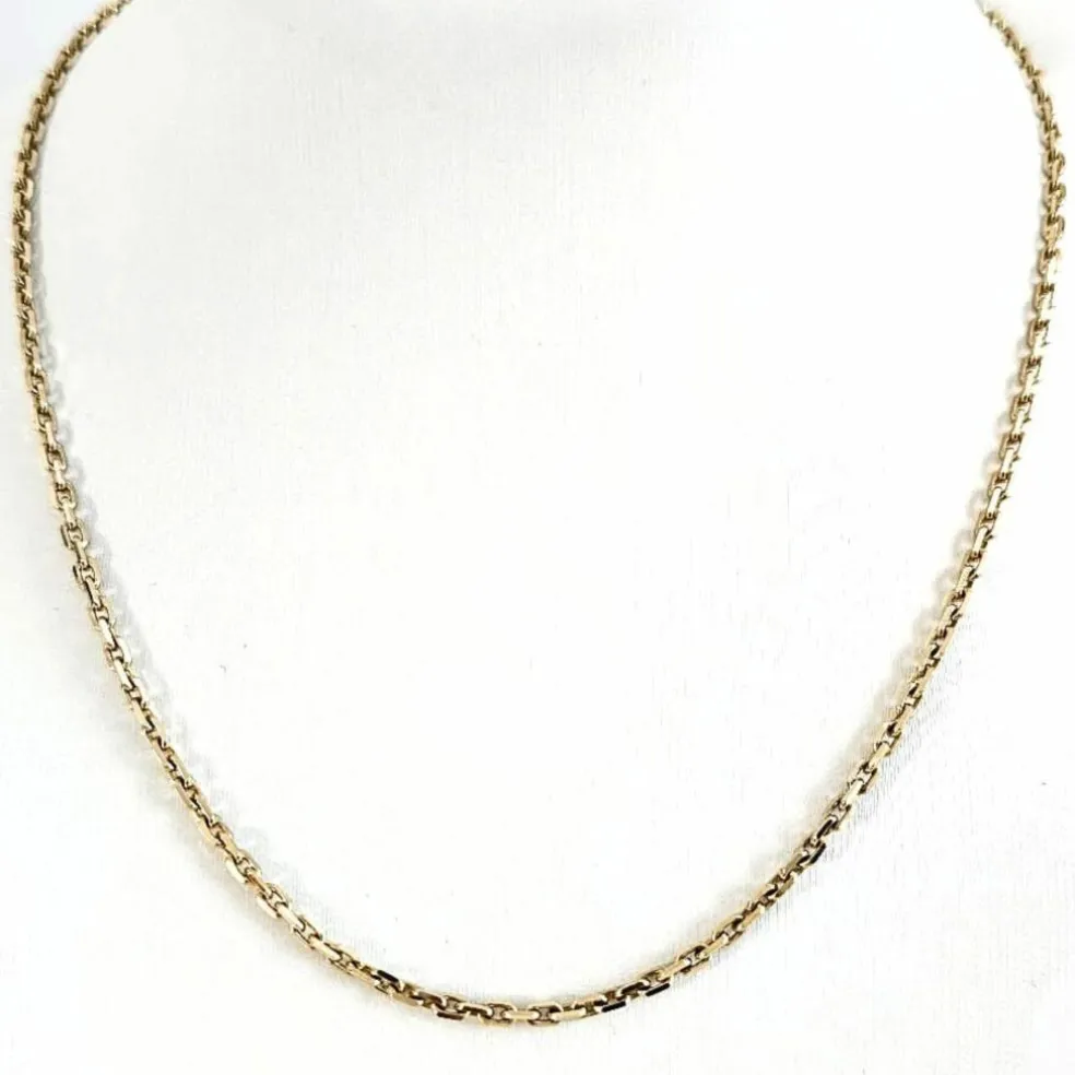Collier Matinée or jaune maille type forçat, diamants