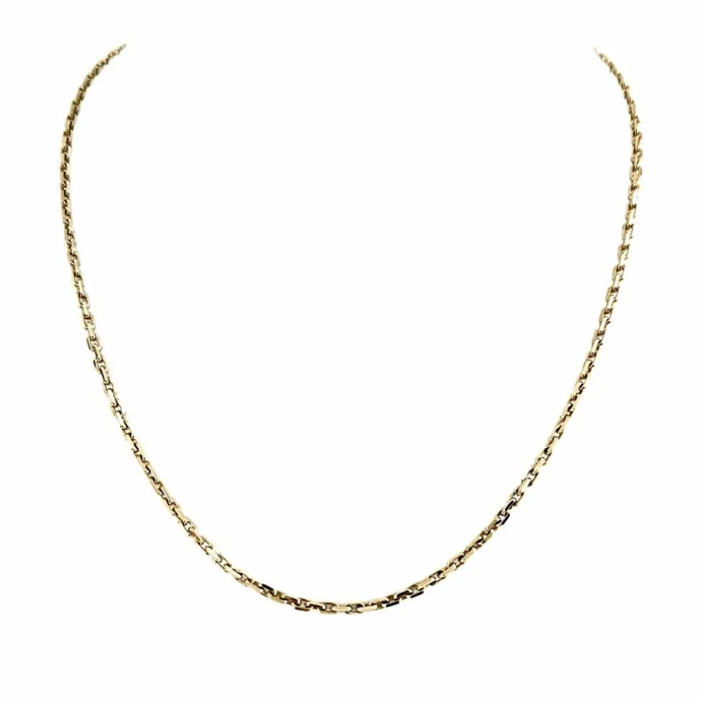Collier Matinée or jaune maille type forçat, diamants