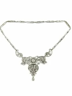 Collier 19ème or, argent et diamants (5.4ct)